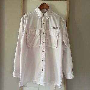 Bimini Bay Long Sleeve Fishing Shirt  White Button Down Men’s Size Small